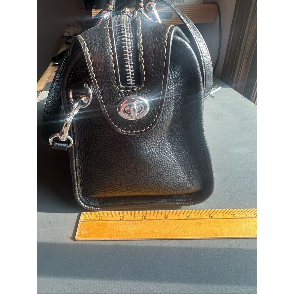 COACH Millie Black Silver Logo Leather Satchel Crossbody Shoulder Bag $550 - Picture 11 of 14